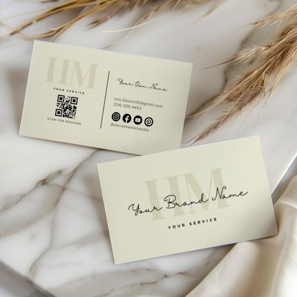 Business Card Template Canva QR Code, Boho Business Card, Luxury Salon Business Card, PMU, Lash Tech, Hair Stylist, Elegant Loyalty Card