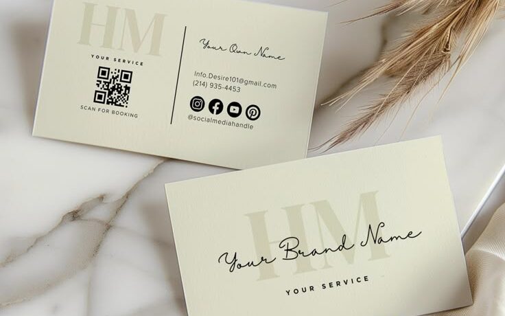 Business Card Template Canva QR Code, Boho Business Card, Luxury Salon Business Card, PMU, Lash Tech, Hair Stylist, Elegant Loyalty Card