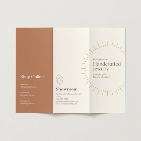 Canva Elegant Jewelry Sales_Product Trifold Brochure, Brown_Beige, Matte Finish, Pack of 50, 11_ x 8_5_