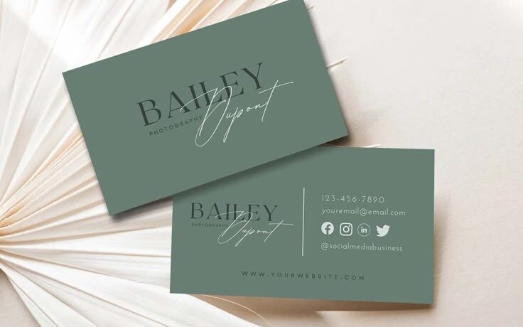 Editable Business Card , Sage Green Business Card Template, DIY Business Card, Canva Business Card, Double Sided Business Card