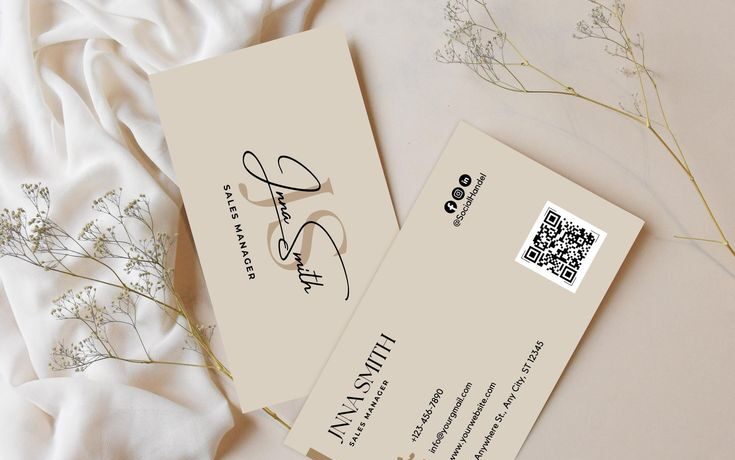 Marketing Sales Business Card, Minimal QR code Business Card, Modern Business Card Template Canva, Chic Business, Editable & Printable Card