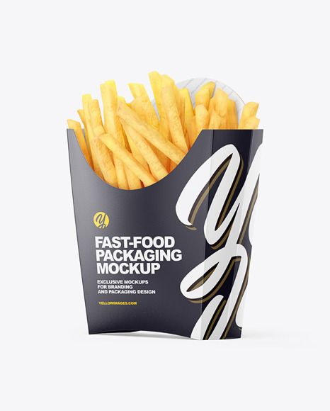 Matte Paper Medium Size French Fries Packaging Mockup - Half Side View - Free Download Images High Quality PNG, JPG - 67836