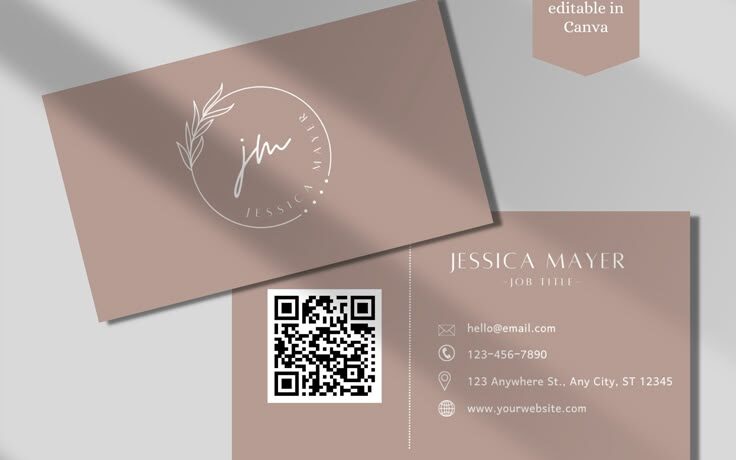 QR Code Business Card Pink Minimal Business Card Template DIY Business Card Canva Business Card Template Double Sided Business Card