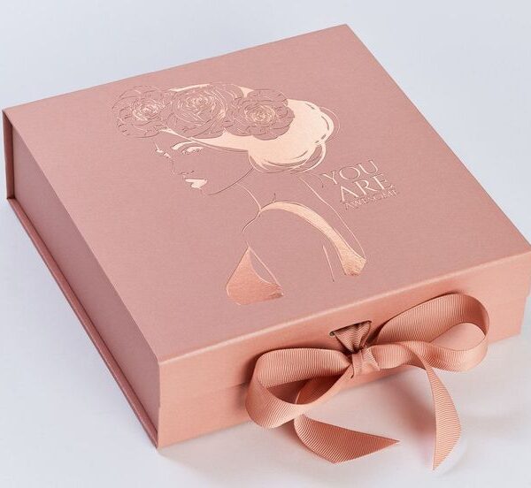 Rose Gold Large Gift Boxes with changeable ribbon - 12 Rose Gold Large Gift Boxes with changeable ribbon